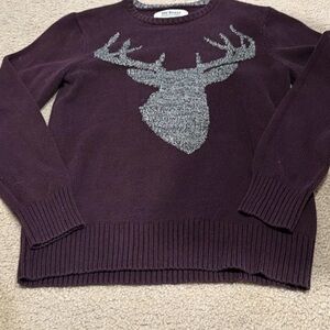 Urban Pipeline Purple Sweater with Gray Deer Design
